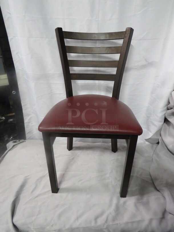 Brown Metal Chair With Cushioned Seat. 4XBID