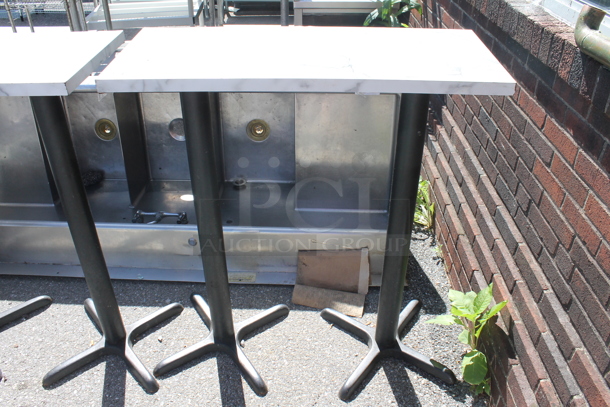 Stone Tabletop on 2 Black Bar Height Table Bases. - Image 1 of 3