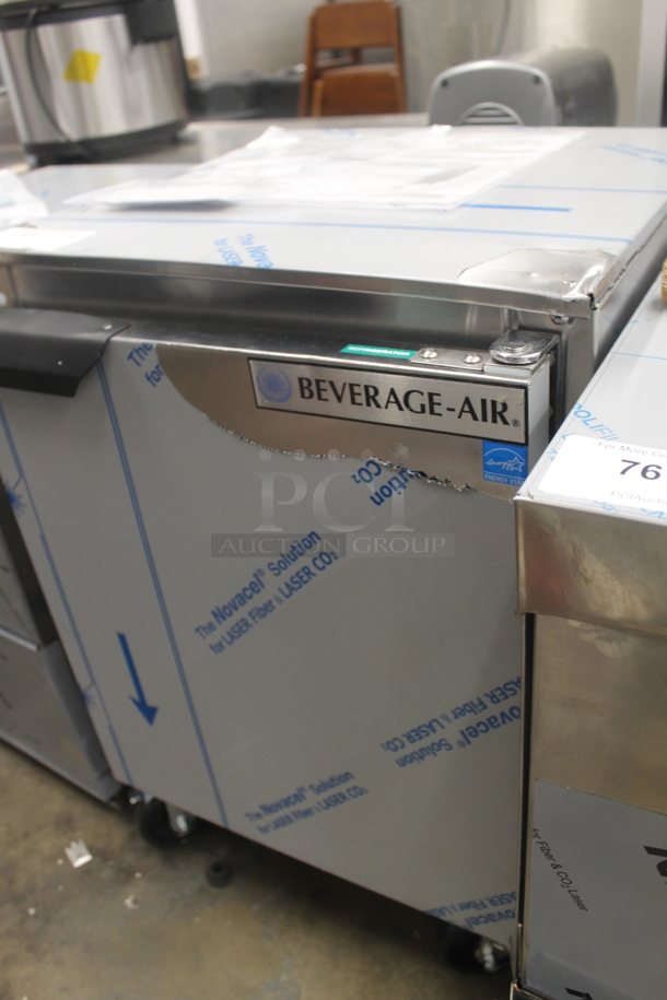 BRAND NEW SCRATCH AND DENT!  Beverage Air UCR20HC-ADA Stainless Steel Commercial 20" Low Profile Undercounter Single Door Cooler on Commercial Casters. 115 Volts, 1 Phase. Tested and Working! - Image 3 of 5