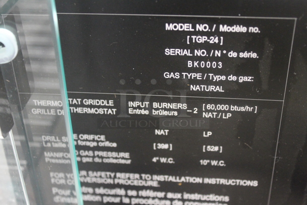 Cooking Performance Group CPG TGP-24 Stainless Steel Commercial Countertop Natural Gas Powered Charbroiler Grill. 60,000 BTU. - Image 5 of 5