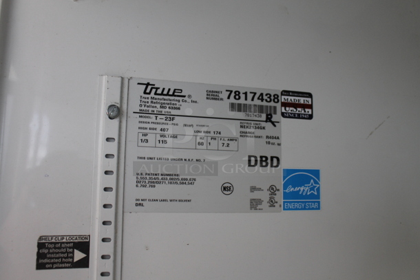 2013 True T-23F ENERGY STAR Stainless Steel Commercial Single Door Reach In Freezer w/ Poly Coated Racks on Commercial Casters. 115 Volts, 1 Phase. Tested and Powers On But Does Not Get Cold - Image 7 of 7