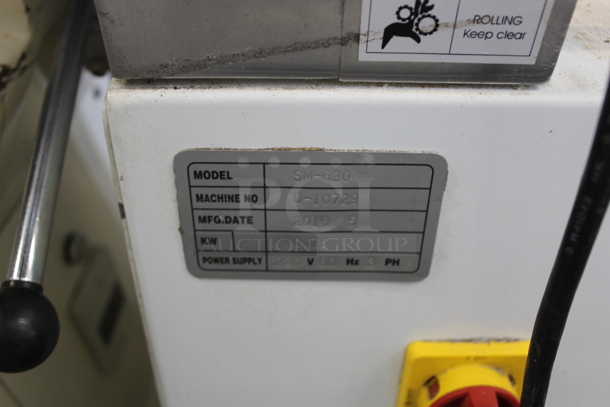 2010 Sinmag SM-630 Metal Commercial Floor Style Dough Sheeter. Missing Arms. 220 Volts, 3 Phase. - Image 7 of 7