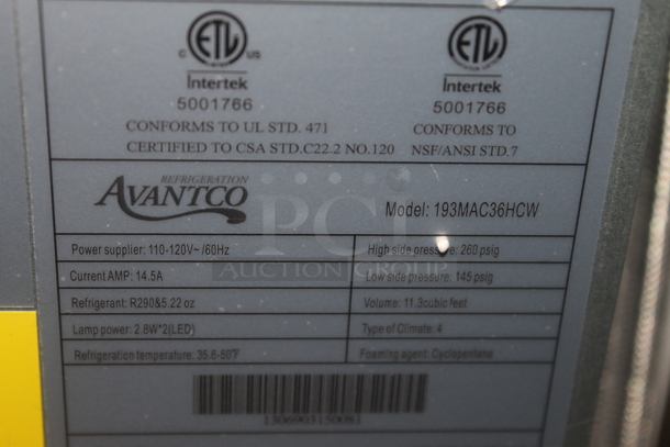 BRAND NEW SCRATCH AND DENT! Avantco 193MAC36HCW Metal Commercial White Vertical Air Curtain Merchandiser. 115 Volts, 1 Phase. Tested and Working! - Image 4 of 4