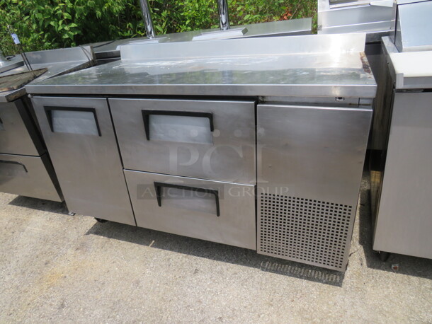 One True 1 Door 2 Drawer Worktop Refrigerator With 2 Racks, And Backsplash On Casters. 115 Volt. Model# TWT-60-32D-2. 60X33X40. $4991.00 - Image 3 of 3