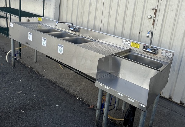 Krowne Three Compartment Bar Sink (18-63C)
with Silver Series 18" Blender Dump Sink Add On (18-18BD) - Image 3 of 5