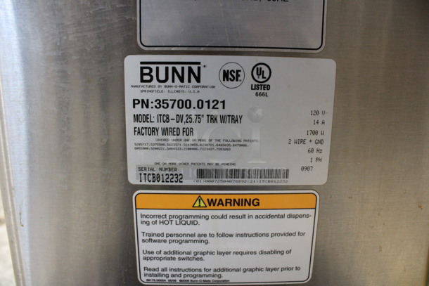Bunn Model ITCB-DV Metal Commercial Countertop Iced Tea Machine. 120 Volts, 1 Phase. 10x24x31 - Image 6 of 6