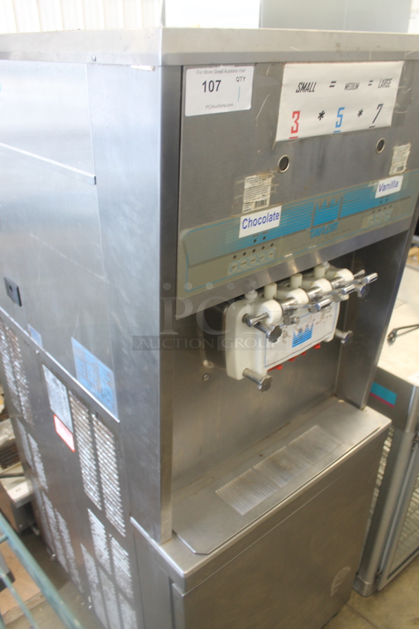 Taylor 8756-27 Stainless Steel Commercial Floor Style Water Cooled 2 Flavor w/ Twist Soft Serve Ice Cream Machine on Commercial Casters. 208-230 Volts, 1 Phase. - Image 2 of 9
