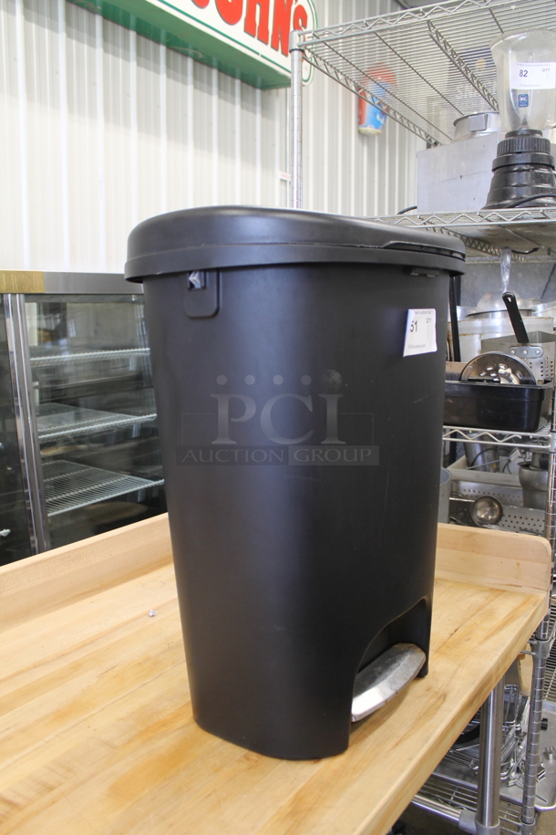 Black Poly Trash Can w/ Foot Pedal. - Image 2 of 3
