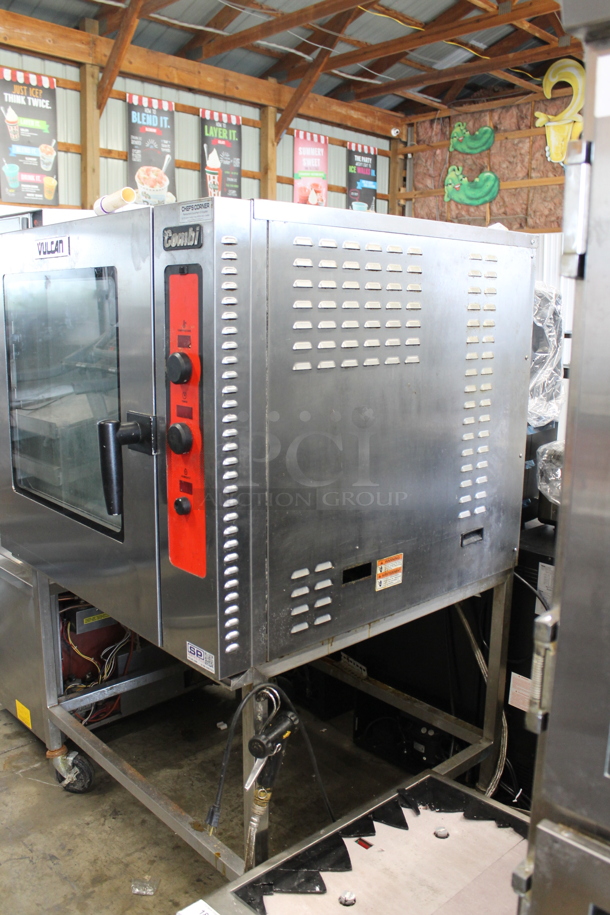 Vulcan ABC7G-NAT Stainless Steel Commercial Natural Gas Powered Combi Convection Oven on Commercial Casters.
 - Image 3 of 8