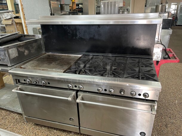Working! Imperial Commercial Gas 6 Burner with 24 inch Flat Grill Griddle W/ 2 Full size Ovens NSF Tested and Working! - Image 2 of 8