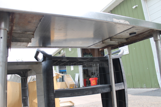 Commercial Stainless Steel Work Table With Backsplash and 2 Open Base Cabinets On Galvanized Legs. - Image 7 of 8
