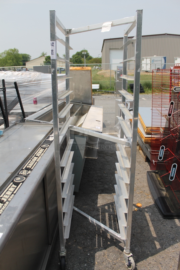 Commercial Stainless Steel Mobile Sheet Pan Rack on Commercial Casters.