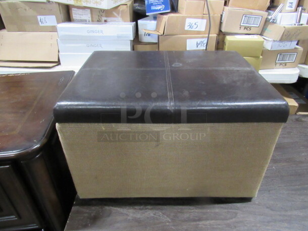 One 2 Tone Brown Storage Ottoman. 24X18X16