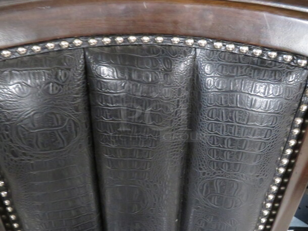 Wooden Chairs With Black Cushioned Seat And Back With Nail Head Trim. 4XBID - Image 2 of 4