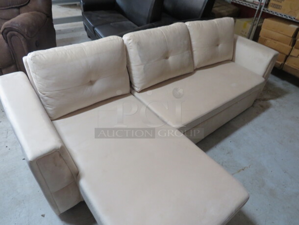 One Sectional White Couch With Storage And Pull Out Bed.  - Image 2 of 3