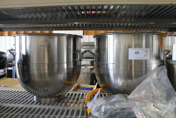 2 BRAND NEW SCRATCH AND DENT! Stainless Steel Commercial Mixing Bowls. 2 Times Your Bid!