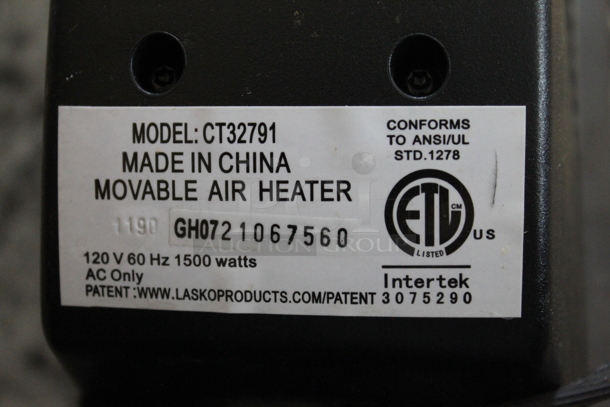 Lasko CT32791 Floor Style Portable Air Heater. 120 Volts, 1 Phase. Tested and Working! - Image 6 of 6