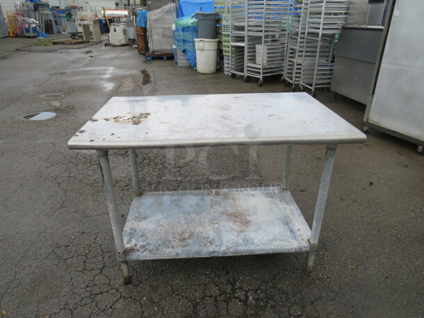 One Stainless Steel Table With Under Shelf. 40X30X35