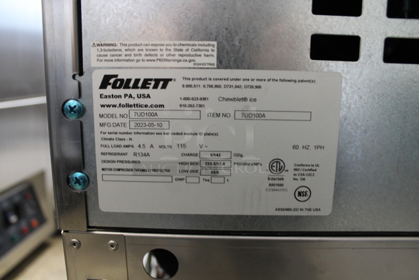 BRAND NEW SCRATCH AND DENT! 2023 Follett 7UD100A Stainless Steel Commercial Countertop Nugget Ice and Water Dispenser. 115 Volts, 1 Phase.  - Image 5 of 6