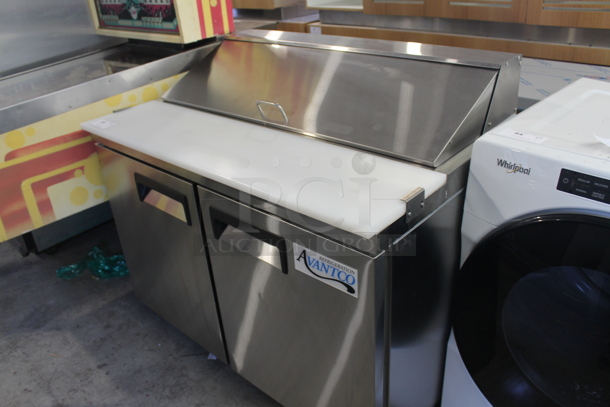 Avantco 178APT48HC Stainless Steel Commercial Sandwich Salad Prep Table Bain Marie Mega Top on Commercial Casters. 115 Volts, 1 Phase. Tested and Working! - Image 6 of 6