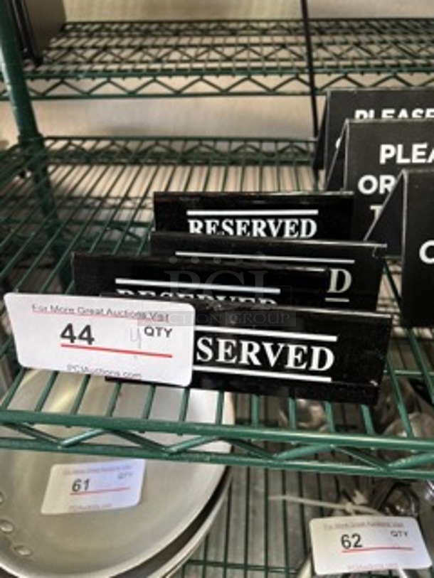 Reserved Placards for Restaurant