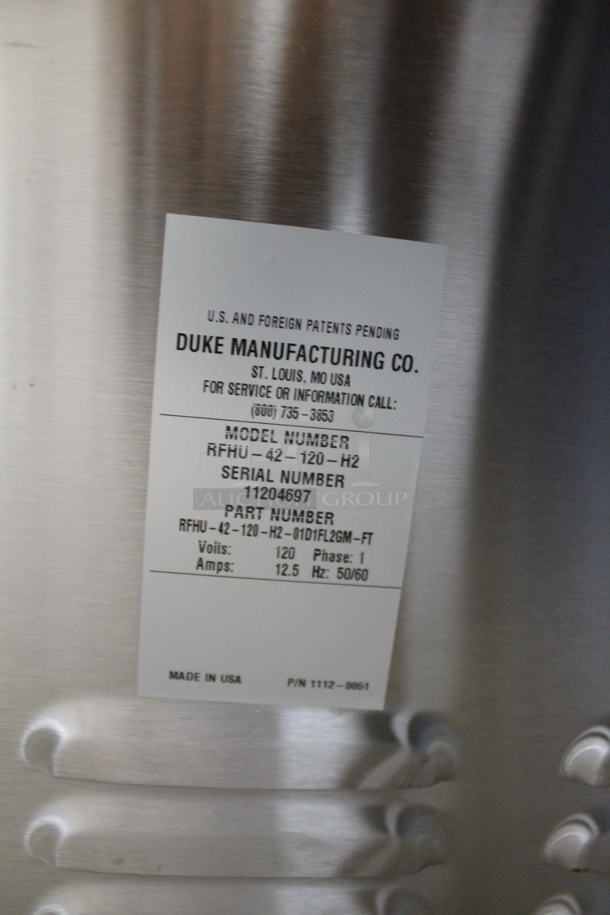 BRAND NEW! 2020 Duke RFHU-42-120H2 Stainless Steel Commercial Countertop 4 Tier Warming Holding Display Case. 120 Volts, 1 Phase. Tested and Working! - Image 7 of 8