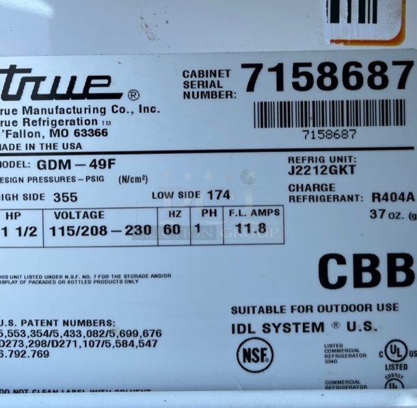 True 2 Glass Dr Freezer, Tested & Working! - Image 2 of 3