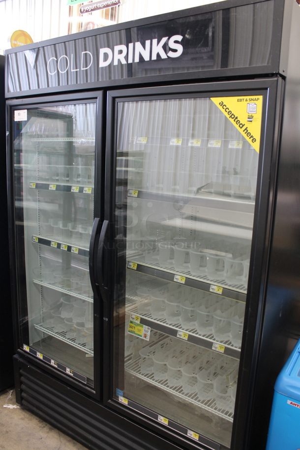 2016 True GDM-49-HC-TSL01 ENERGY STAR Metal Commercial 3 Door Reach In Cooler Merchandiser w/ Poly Coated Racks and Drink Sliders. 115 Volts, 1 Phase. Tested and Working! - Image 2 of 5