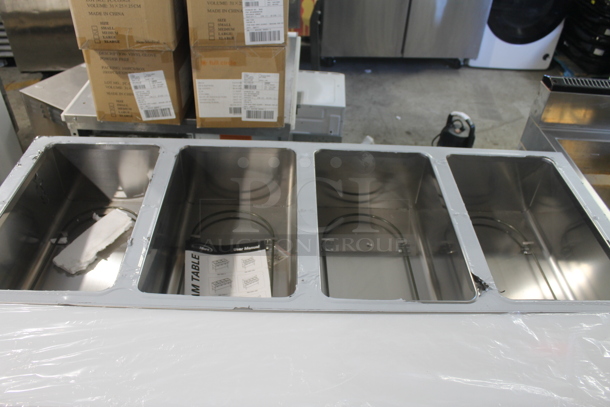 BRAND NEW SCRATCH AND DENT! 2022 KoolMore KM-CWS Stainless Steel Commercial Electric Powered 4 Bay Steam Table w/ Cutting Board and Under Shelf. 120 Volts, 1 Phase. Tested and Working! - Image 2 of 7
