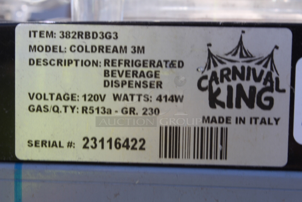 BRAND NEW SCRATCH & DENT! Carnival King RBD3G3 Triple 3 Gallon Bowl Refrigerated Beverage Dispenser - 120V	S/N: 23116422 - Image 9 of 9