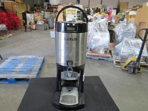 One Fetco Luxus 1.5 Gallon Portable Thermal Dispenser On Stand. #L3D-15. $339.99 - Image 1 of 1