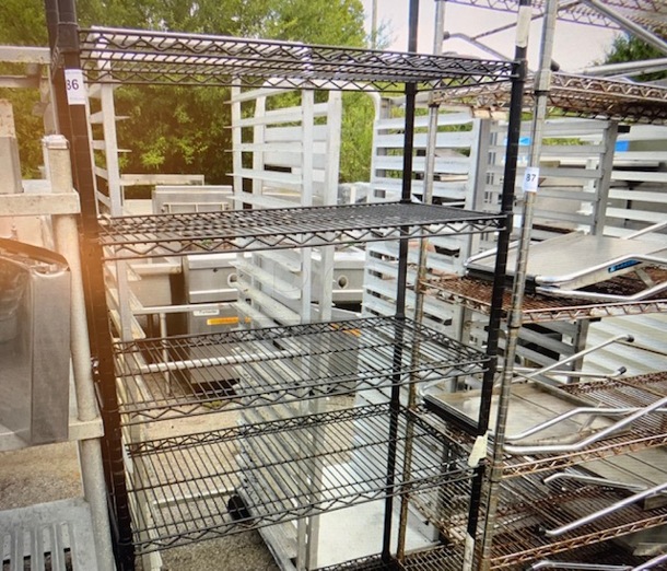 One Black Metro Shelf With 5 Shelves On Casters. 36X18X77 - Image 1 of 2