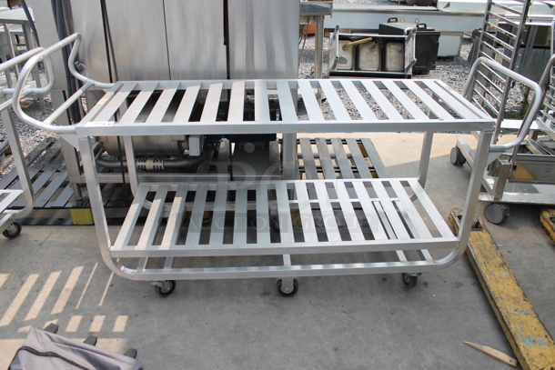 Newage Metal Commercial 2 Tier Cart w/ 2 Push Handle on Commercial Casters. - Image 1 of 3