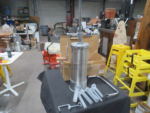 One Analin Stainless Steel 10lb Sausage Stuffer, Meat Filler. Model# KC42157. - Image 1 of 4
