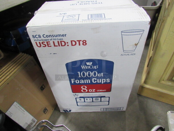 One NEW Case Of 8oz Foam Cups.