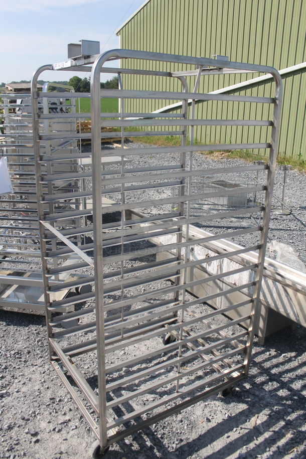 BRAND NEW! Metal Commercial Pan Transport Rack w/ Top Guide Rail for Rack Oven on Commercial Casters.  - Image 3 of 5