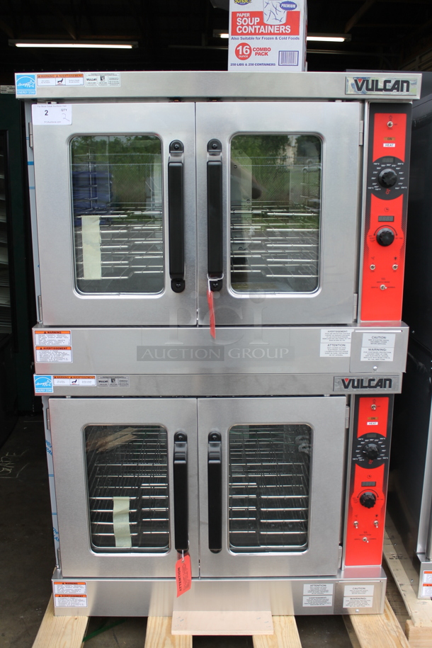 2 BRAND NEW SCRATCH AND DENT! Vulcan VC5ED ENERGY STAR Stainless Steel Commercial Electric Powered Full Size Convection Oven w/ View Through Doors, Metal Oven Racks and Thermostatic Controls. 240 Volts, 3/1 Phase. 2 Times Your Bid!
 - Image 1 of 11