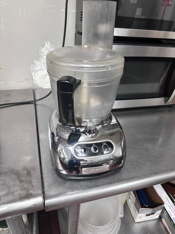 Working! KitchenAid KFP750CR0 9-Cup Food Processor with 4-Cup Mini Bowl Chrome NSF 115 Volt Tested and Working! - Image 1 of 9