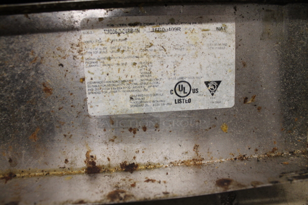 Therma-Tek TMD36-2-24RB-1N Commercial Stainless Steel Natural Gas Oven With 2 Burners And Charbroiler On Commercial Casters.  - Image 8 of 8