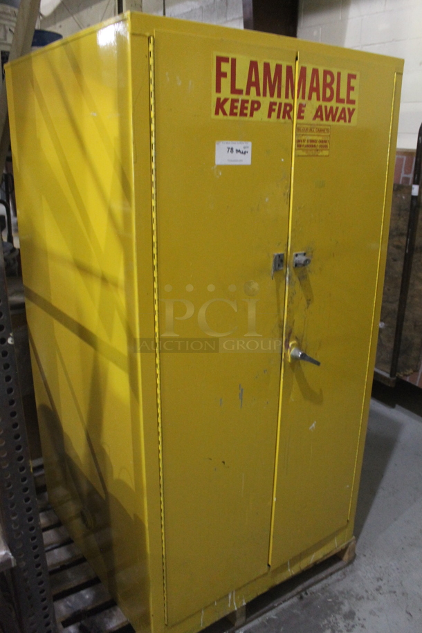 Se-cur-all Cabinets Yellow Metal 2 Door Fire Resistant Cabinet w/ Contents Including Toluene, Xylene, Elvacite Solution. BUYER MUST REMOVE. - Image 2 of 11