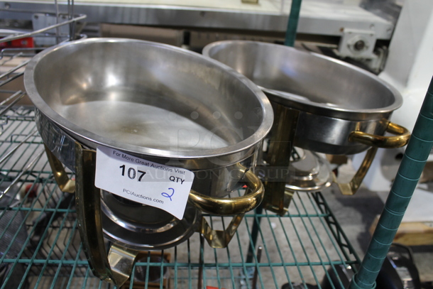 2 Metal Oval Chafing Dishes w/ Drop In. 2 Times Your Bid! - Image 1 of 2