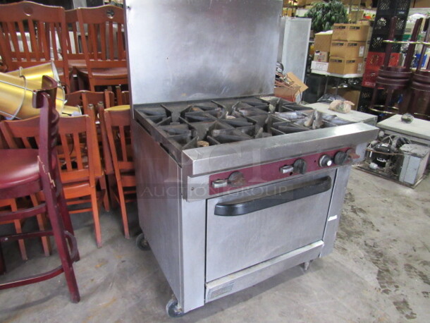 One Southbend Natural Gas 6 Burner Range On Casters. Model# X436D. 36.5X33.5X59. - Image 3 of 4