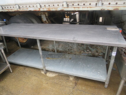 One Stainless Steel Table With Under Shelf And 10lb Can Opener. 96X30X33.5