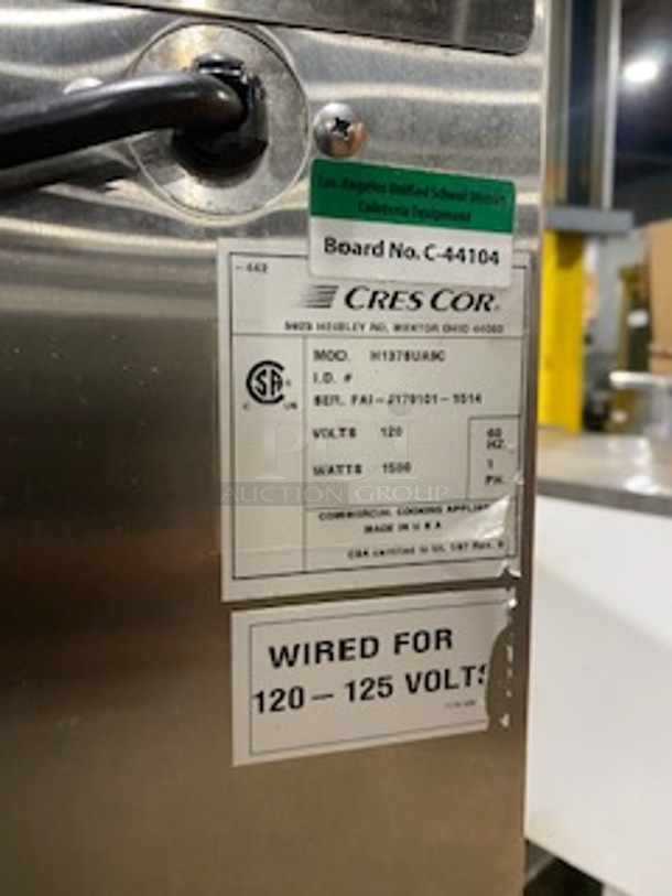 CresCor Commercial Hot-N-Hold Food Cabinet! All Stainless Steel! MODEL:H137SUA9C SN: FAI-J1179101-1514 120V! On Casters!
 - Image 5 of 5