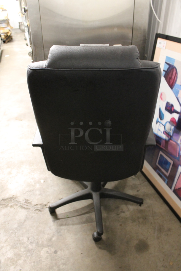 Black Office Chair on Casters. See Pictures For Broken Casters. - Image 3 of 4