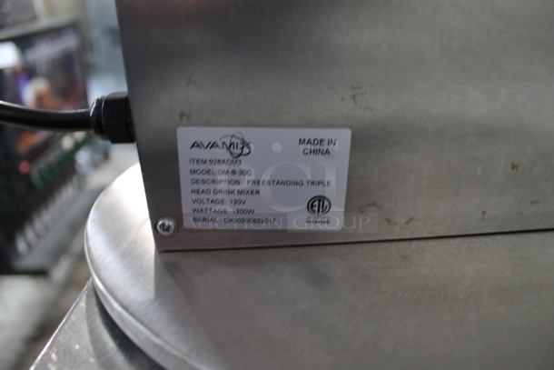 AvaMix DM-B-30C Stainless Steel Commercial Countertop 3 Head Drink Mixer. 120 Volts, 1 Phase. Tested and Working! - Image 4 of 4