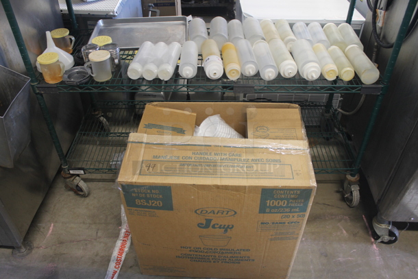 ALL ONE MONEY! Lot Of Squeeze Bottles, Stainless Steel Dredges, Box of J Cups, Baking Tray AND MORE! 