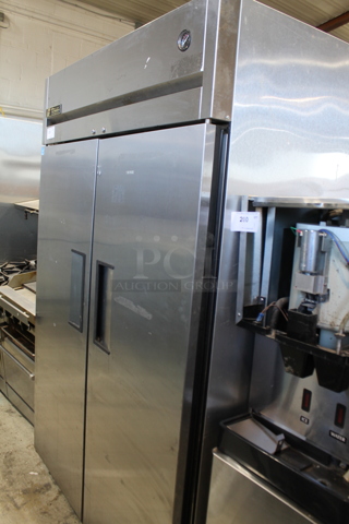 2013 True TG2R-2S ENERGY STAR Stainless Steel Commercial 2 Door Reach In Cooler w/ Poly Coated Racks on Commercial Casters. 115 Volts, 1 Phase. Tested and Working!