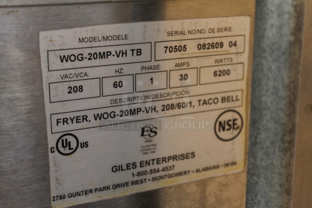 Giles WOG-20MP-VH TB Stainless Steel Commercial Ventless Hood and Giles Stainless Steel Electric Powered Deep Fat Fryer on Commercial Casters. Hood: 208 Volts, 1 Phase.  - Image 12 of 12