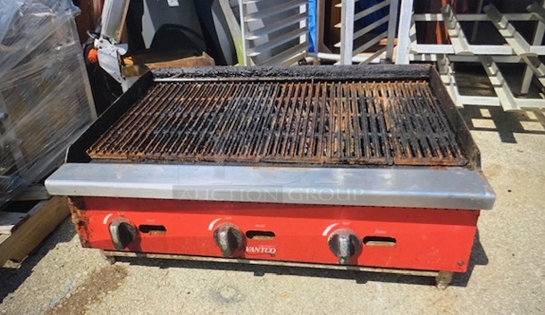 One Avantco Natural Gas Charbroiler. 36X29X14